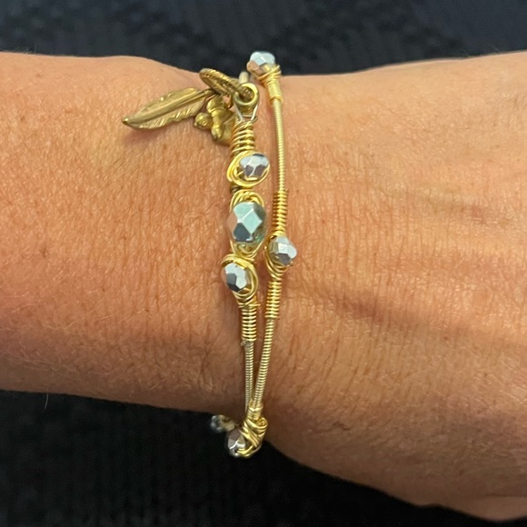 Guitar String Bangles Bracelet Gold Set of Two - Picture 5 of 10